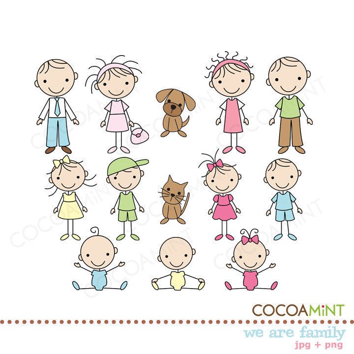 We are Family Stick Figures Clip Art by cocoamint on Etsy