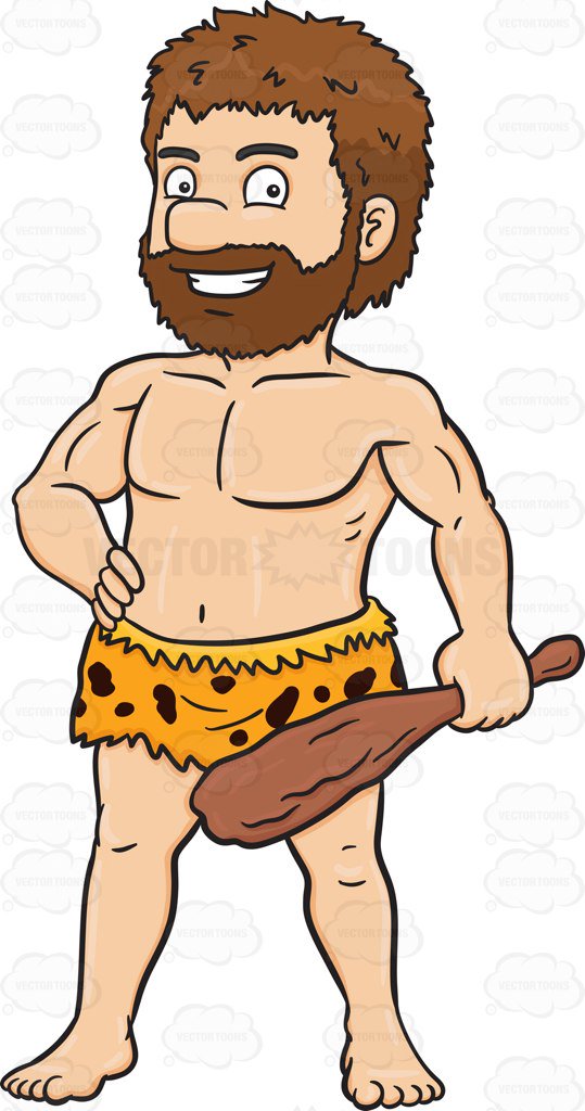 A caveman poses with his ston - Weapon Clipart