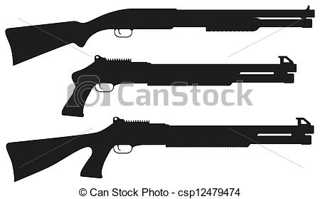Weapons Silhouette Collection - Shotgun Clip Art