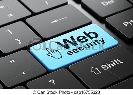 Web design concept: Mouse Cursor and Web Security on computer keyboard  background - csp16755323