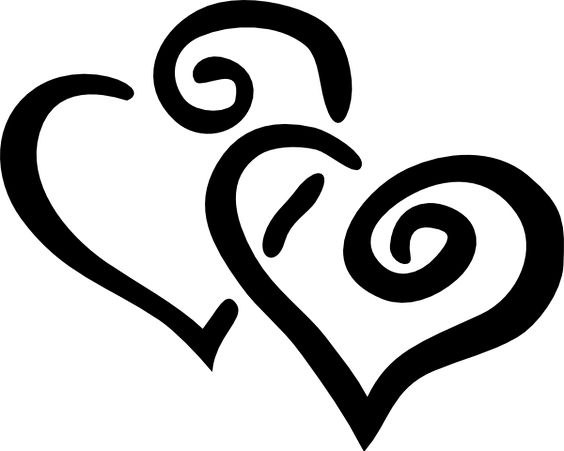 wedding bells Pictures Clip Art | Black Outline Joined Hearts clip art - vector clip art
