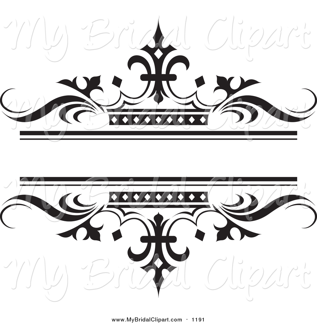 Bridal Clipart of a Ornate Black Wave and Crown Wedding Design Element