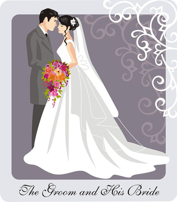 Wedding Couple Illustration . - Wedding Couple Clipart