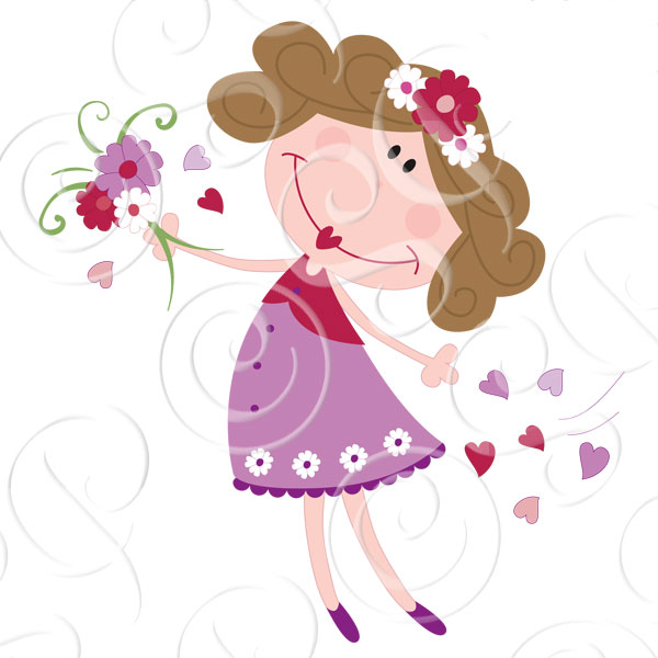 Bride And Flower Girl Clipart