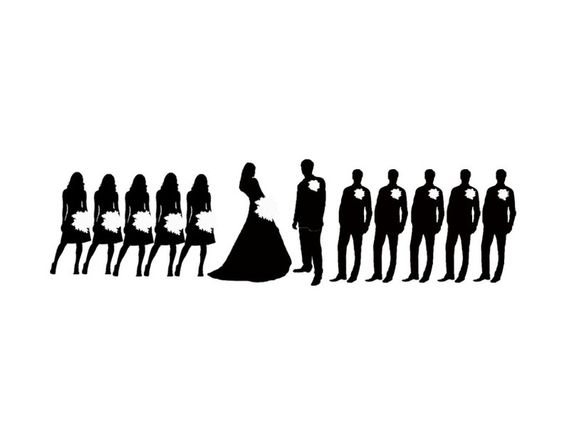 wedding party silhouette clip art | Silhouette Clip Art , Wedding Party Silhouette Template , Wedding
