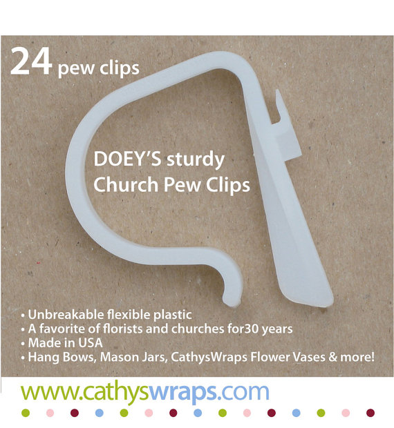 Wedding Pew Clips - Wedding ceremony church pew decoration hooks hang bows, swags, flowers