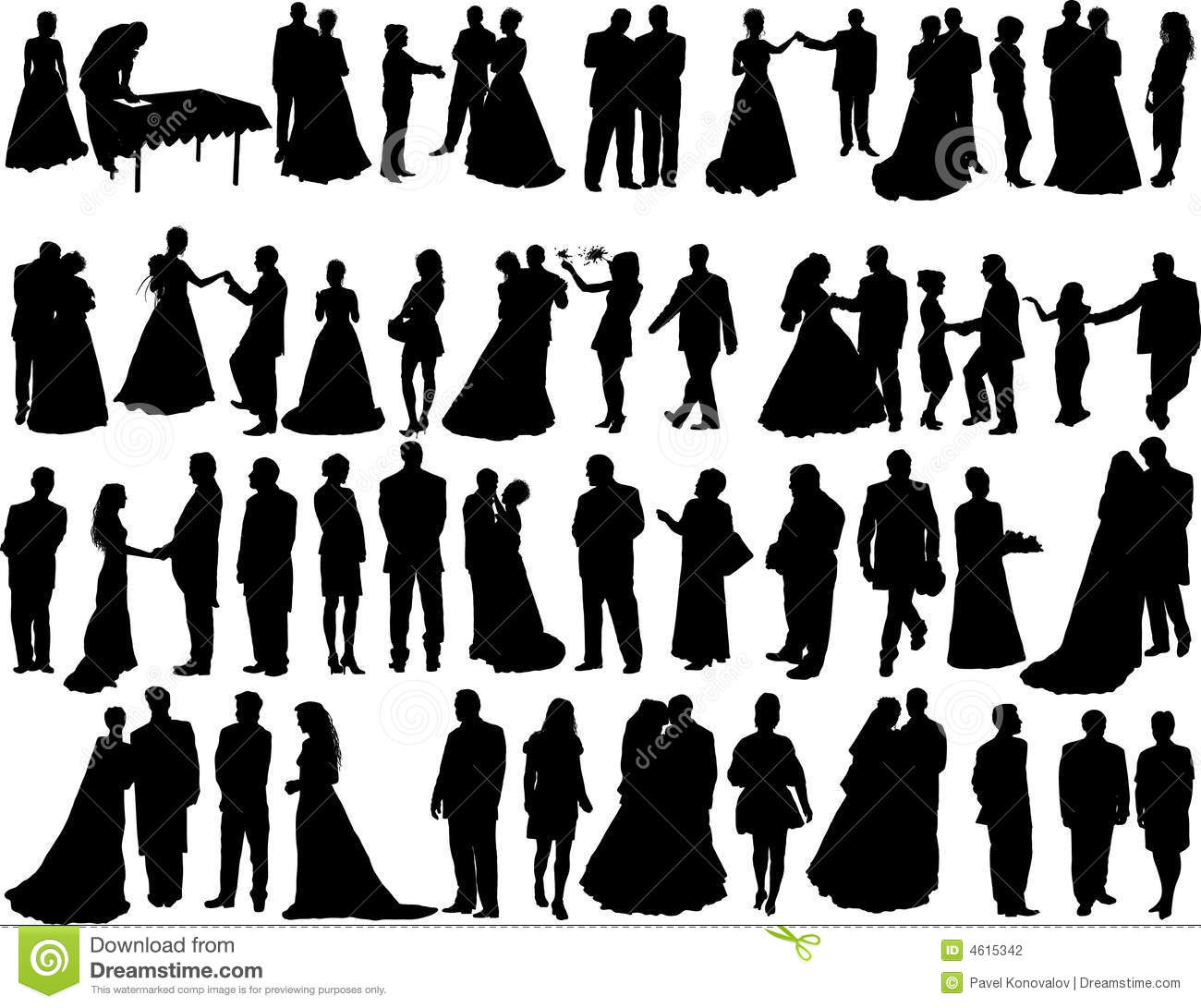 Wedding silhouettes - Wedding Party Silhouette Clip Art