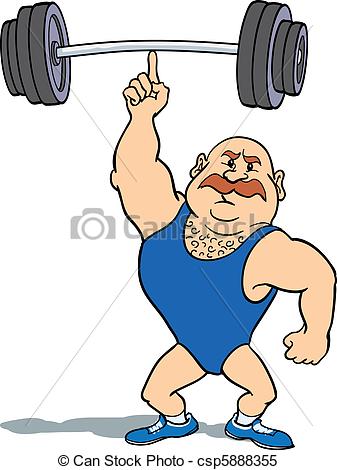 ... Weightlifter using finger - A strong weightlifter lifts a.