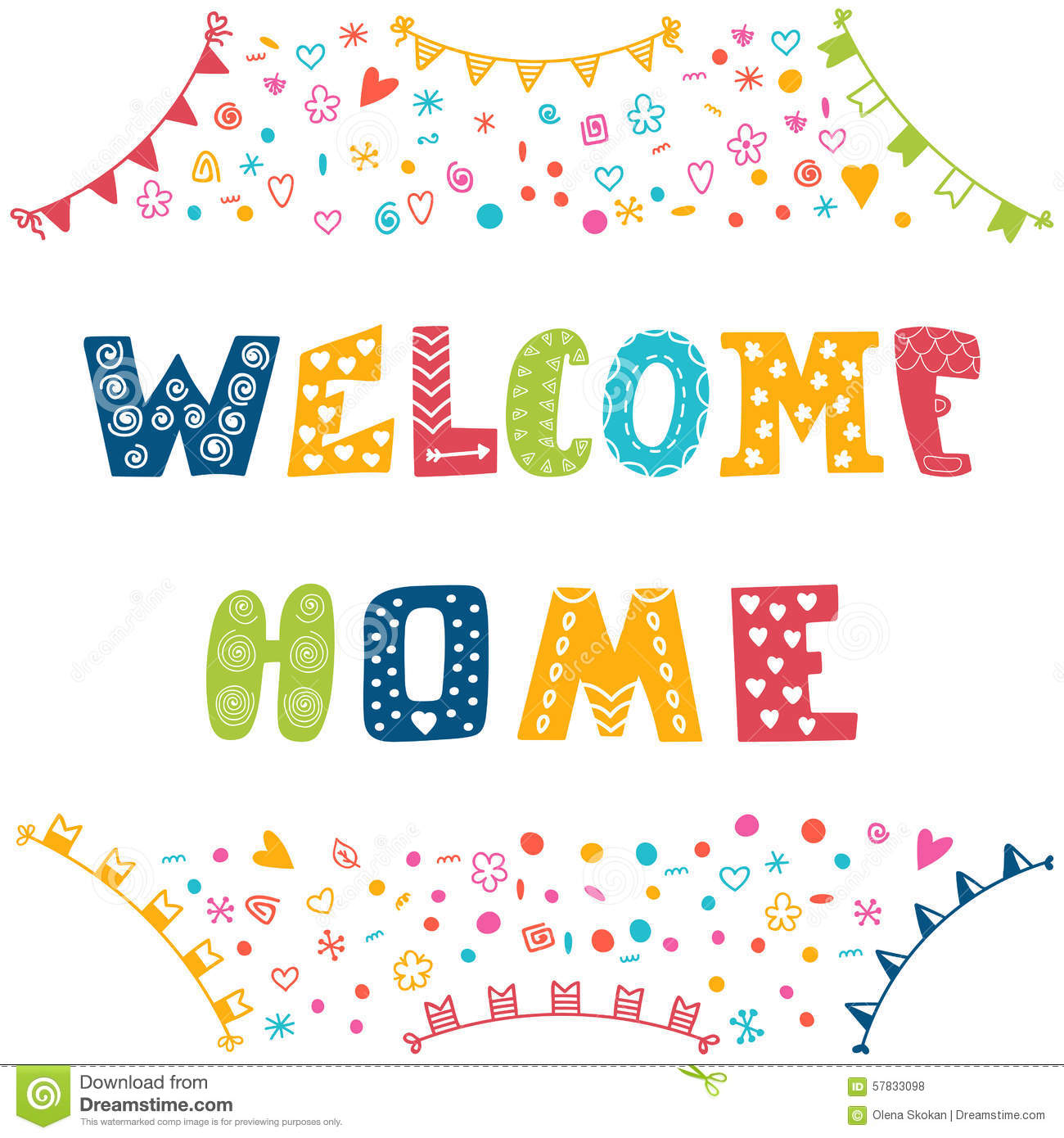 Welcome home text with colorf