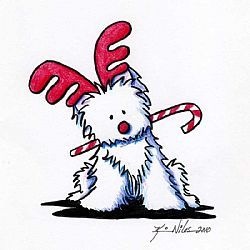 Westie Reindeer by Artist Kin - Westie Clipart