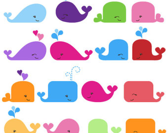 Whale Clipart, Whale Clip Art- Commercial and Personal