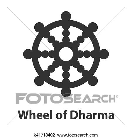 Clipart - Icon of Wheel of Dharma symbol. Buddhism religion sign.  Fotosearch - Search