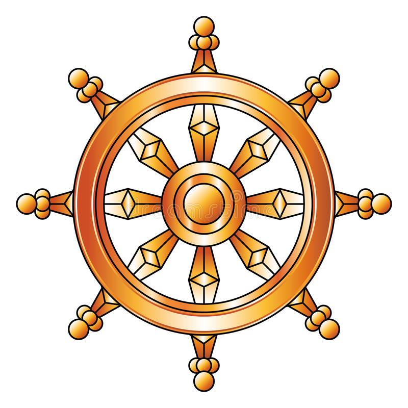 Download Golden Dharma Wheel. Buddhism Religion Symbol. Stock Vector -  Illustration of asia,