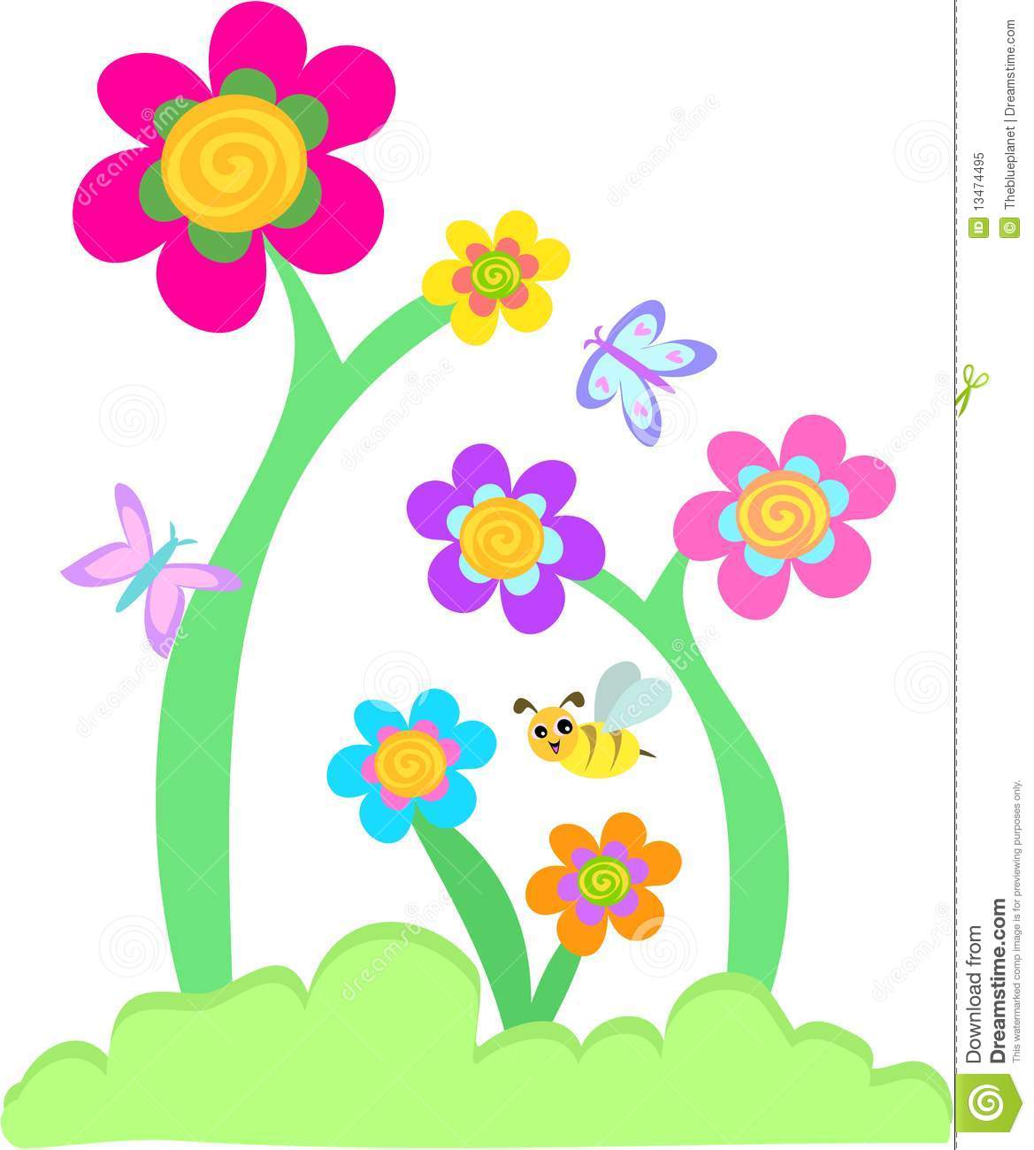 Whimsical Flower Garden with  - Flower Garden Clipart