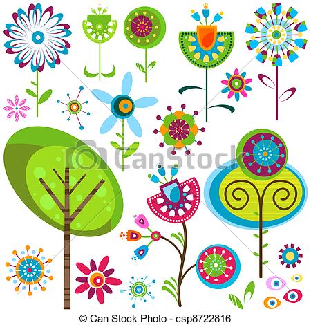 ... whimsy flowers set - Whimsical Clip Art