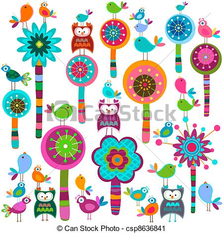 whimsy flowers - whimsy fores - Whimsical Clip Art