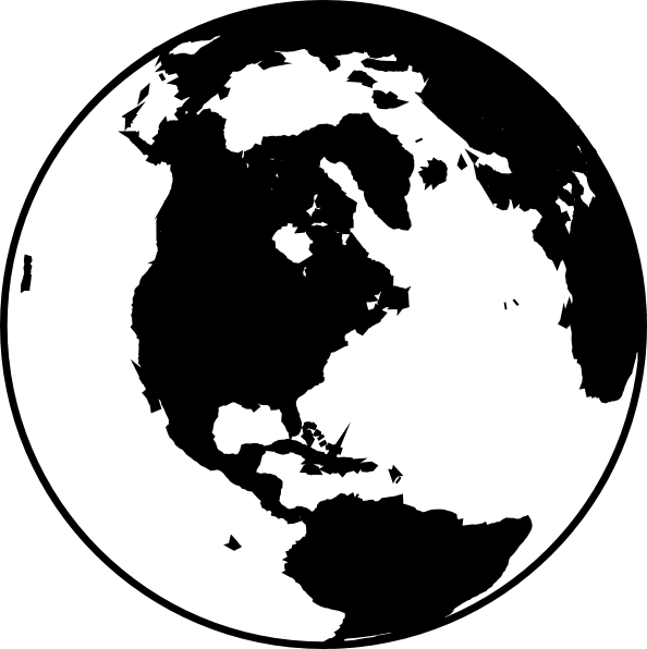 White And Black Globe Clip Ar - Earth Clipart Black And White
