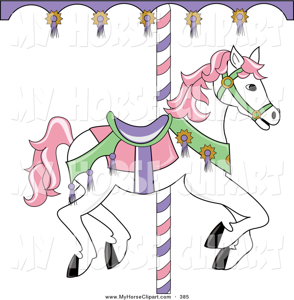 White Carousel Horse with Pin - Carousel Horse Clipart