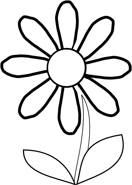 White Daisy With Stem Clip Ar - Daisy Clipart Black And White