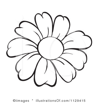 White Flower Outline Clipart  - Flower Outline Clip Art