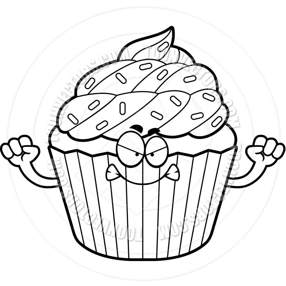 White Girl Halloween Cupcake Clipart Black And White Pin Cartoon Frown