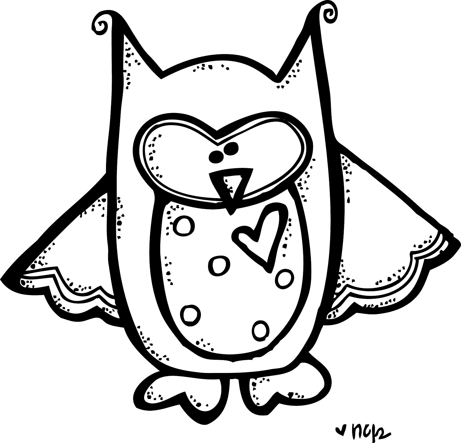 Owl Black White Clipart. b385