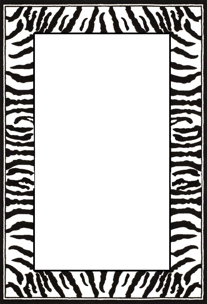 White Rug With Animal Print Border