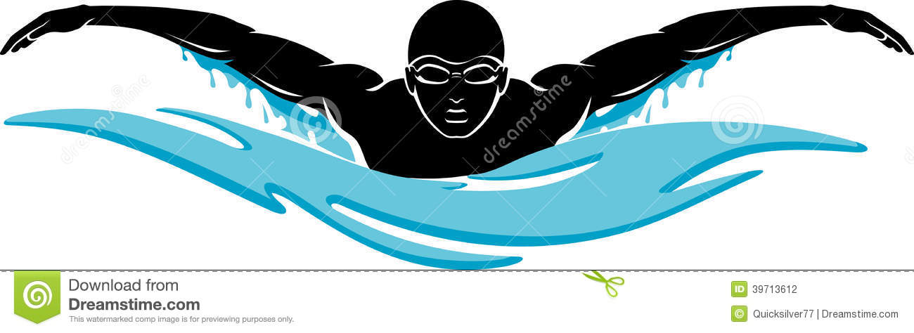 White Swimmer Logo Clip Art.  - Swim Team Clip Art