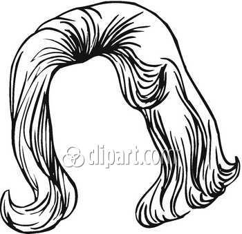wig clipart black and white