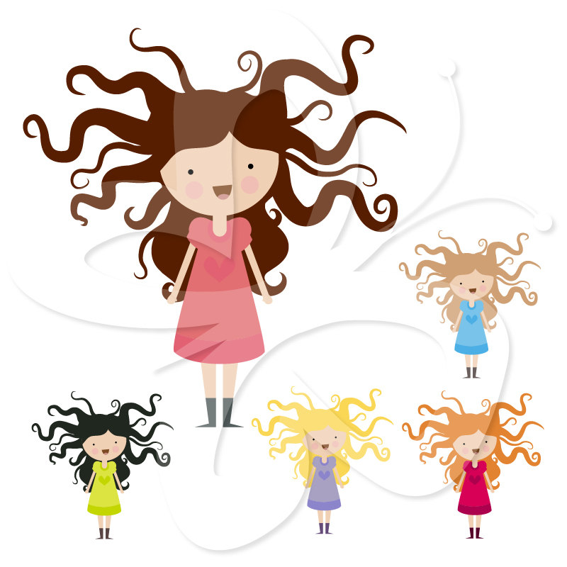 Wild Haired Girl Digital Clip Art Clipart by CollectiveCreation