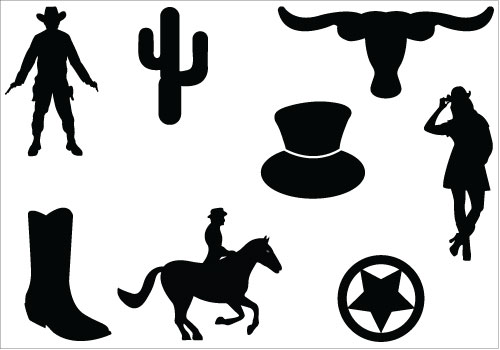 Wild West Cowboys Silhouettes - Cowgirl Silhouette Clip Art
