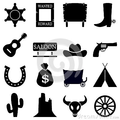Wild West Icons Stock .