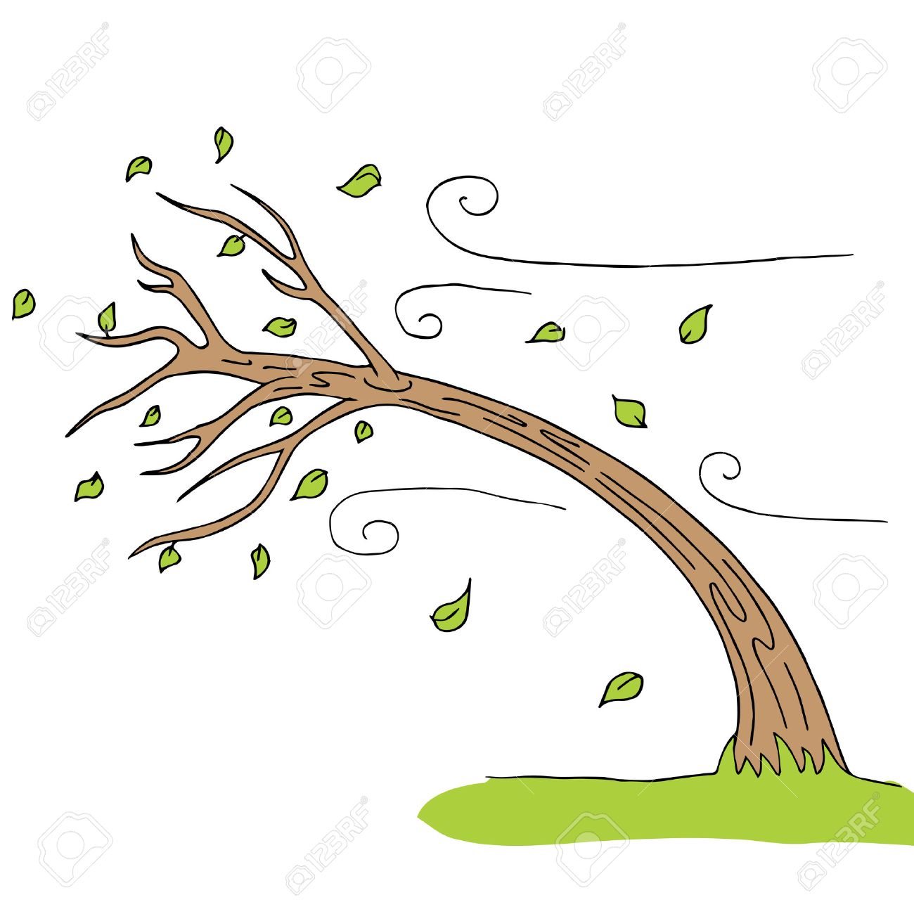 a wind blown tree. Stock Vect - Wind Clipart