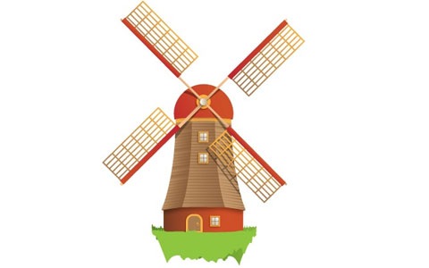 silhouette of windmill Stock 