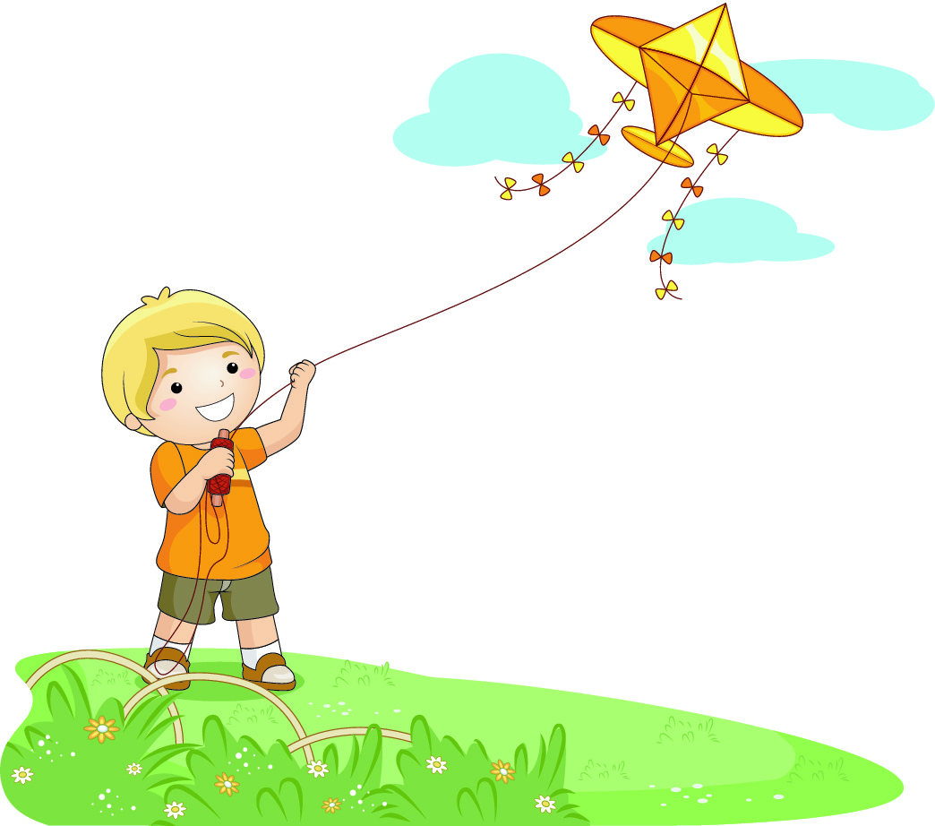 Windy Day Clipart Flying Kites On A Windy Day