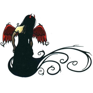 Winged Goth Girl Temporary Bo - Gothic Clipart