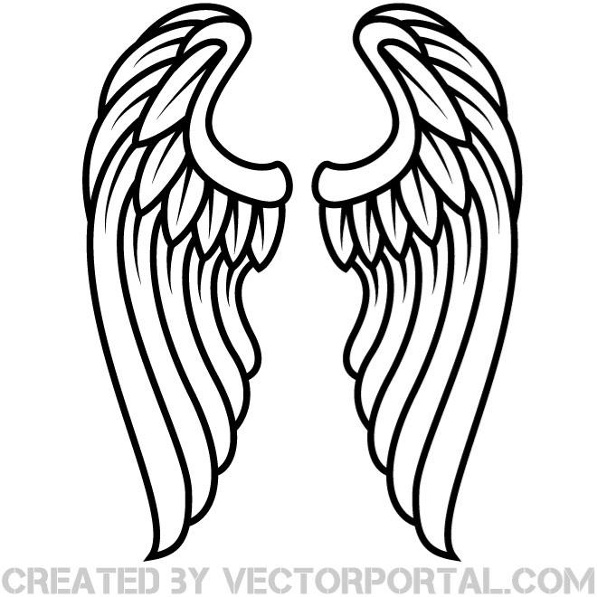 Wings Outline Vector Clip Art - Angel Wings Clip Art