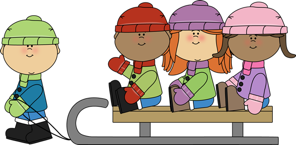 Winter Kids On A Sled Clip Ar - January Pictures Clip Art