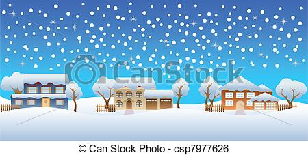Winter snow on houses - csp7977626