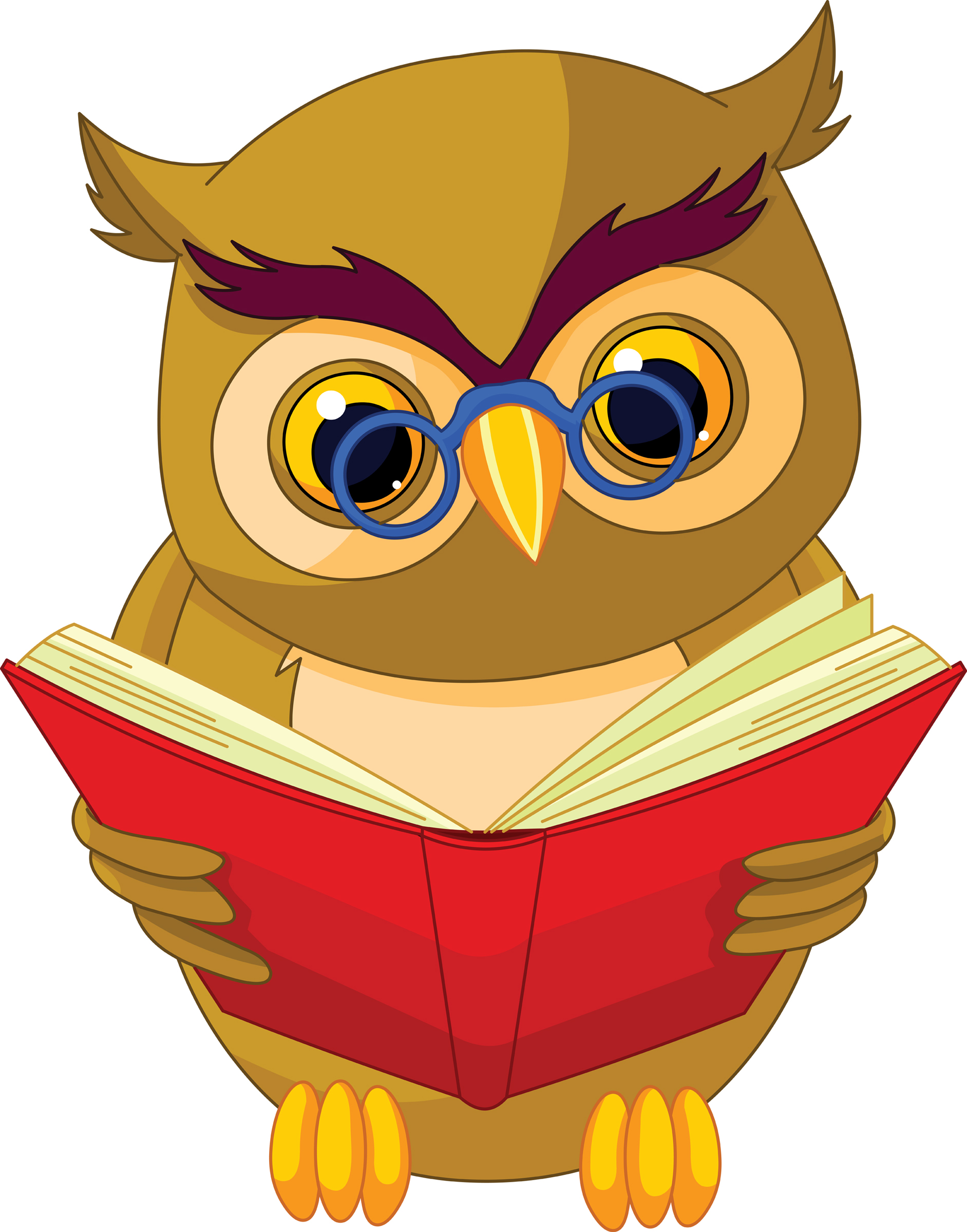 Wise Owl Reading Book Clipart