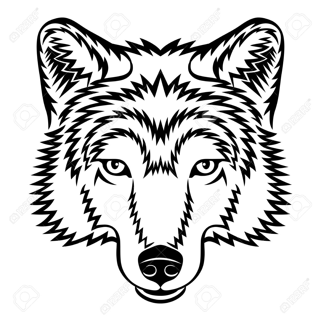 Howling Wolf Head Clipart - F