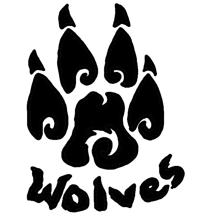 Wolf paw print silhouette cli
