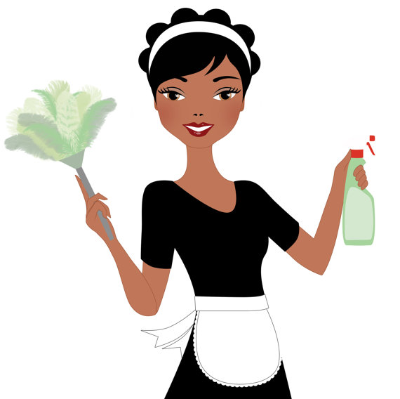 Woman cleaning clipart