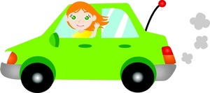 Woman Driving Car Clipart #1
