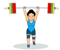 Woman Exercises Forward Step  - Weightlifter Clipart