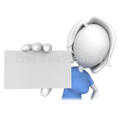 Woman Holding A Business Card Signs And Symbols Great Clipart