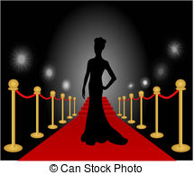 ... Woman Posing Red Carpet Vector - Vector illustration of a.