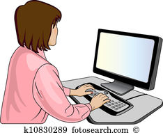Woman-programmer near a compu - Office Worker Clipart