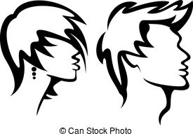 ... womans and mans haircut styles - set of portraits with... ...