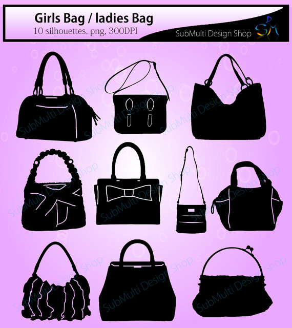 Girls fashion Bags silhouette / High Quality /Women fashion bags / girls  fashion bag clipart / ladies bags / commercial use from  ArcsMultidesignsShop on ClipartLook.com 